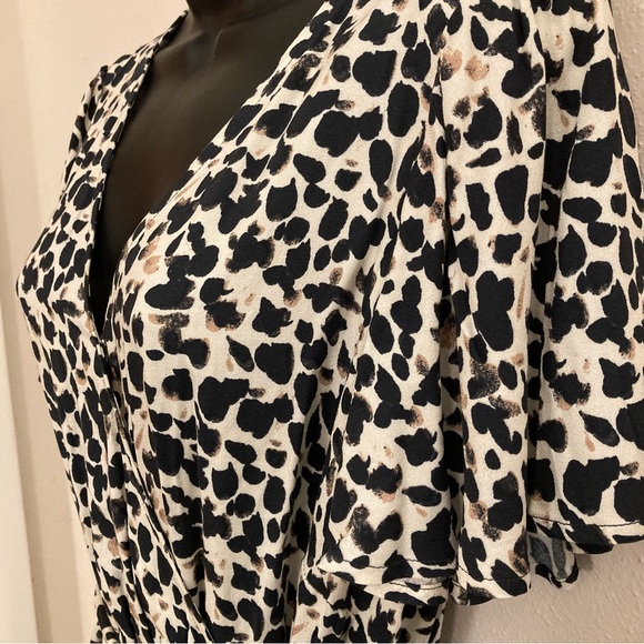 NEW Rachel Roy Leopard Print Sexy Short Sleeve Cocktail Designer Midi Dress 0X - Picture 13 of 17